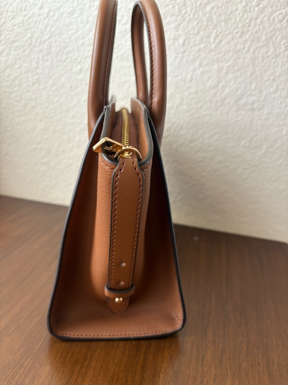 Michael Kors Avril Small Top Zip Signature Brown and Tan Satchel *No Strap - Picture 5 of 10